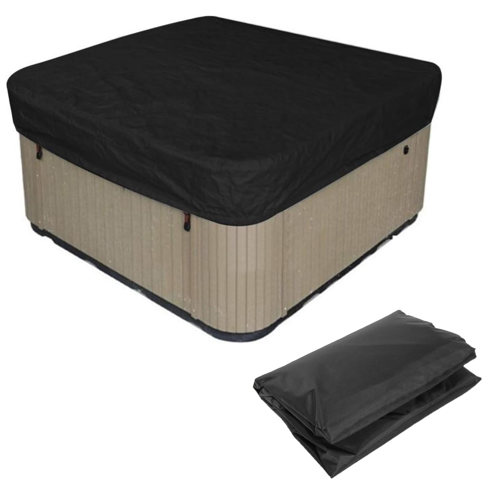 Waterproof Square Hot Tub Cover Protector - UV Resistant Outdoor Spa Cover,Foldable Rainproof Dustproof Solar Protection for Hot Tub Garden Furniture- Black (231x231x30cm)