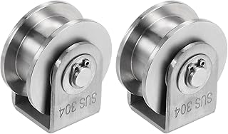 HARFINGTON 2pcs 1.9" H Groove Wheel Sliding Gate Caster, Rigid Caster Wheels with Bracket for Inverted 0.63" H-Track, 661 lbs Capacity Per Wheel, for Garage Door, Lifting, Industrial Machine