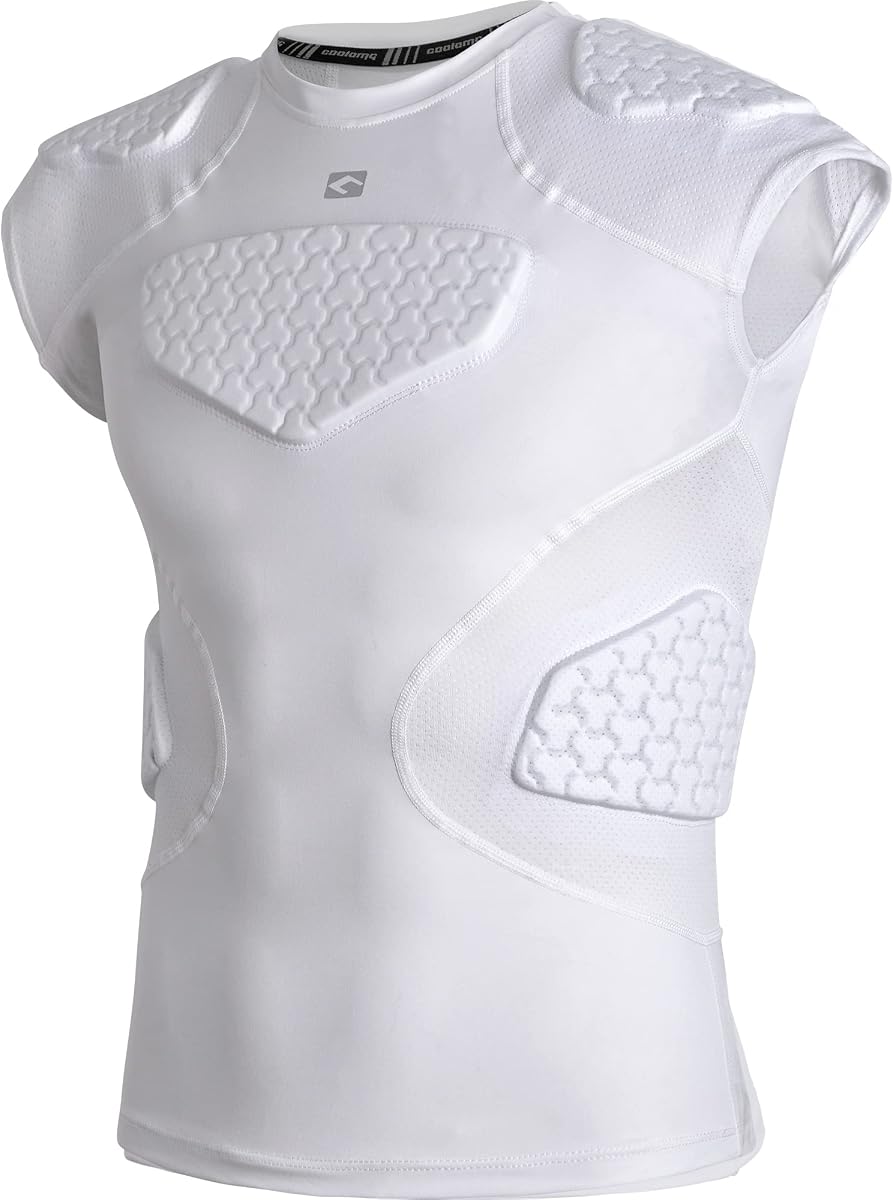 Youth Football Padded Shirt Chest Rib Protector | Football Compression Undershirt Heart Sternum Shoulder Protection