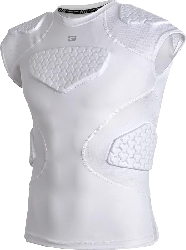 Youth Football Padded Shirt Chest Rib Protector | Football Compression Undershirt Heart Sternum Shoulder Protection