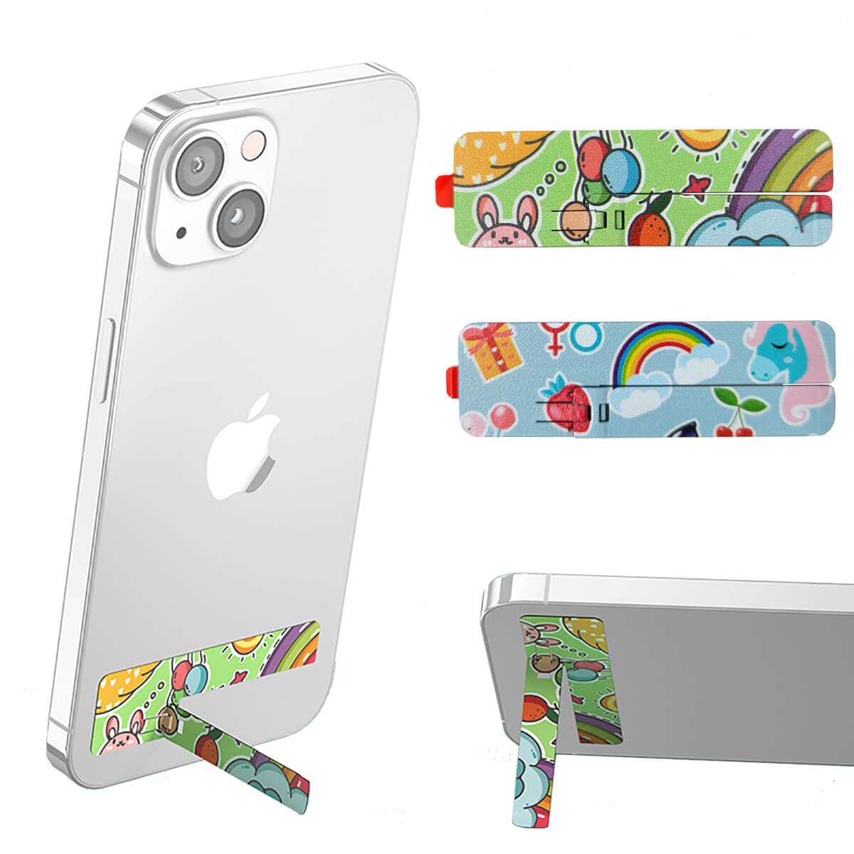 CreFur Phone Kicktand, Ultra-Thin and Lightweight Metal Phone Stand Universal Stays Stable Vertical and Horizontal Stand (Cute Style 2pcs)