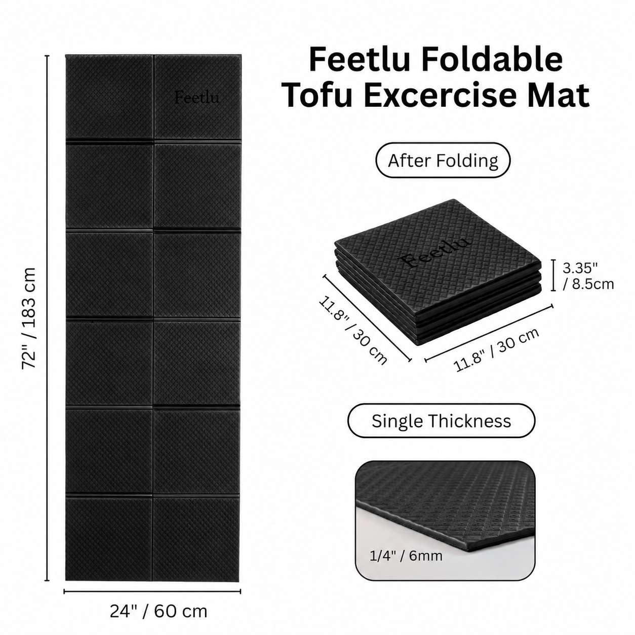 Amazon | 折りたたみ式ヨガマット - 厚さ6mm、軽量で旅行用に保管し