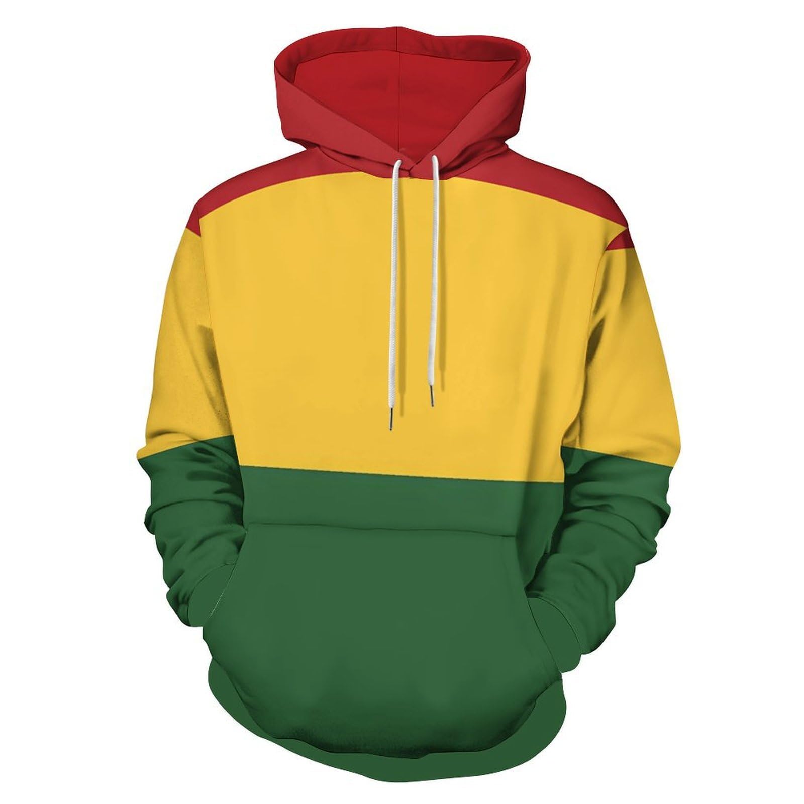 Felpa con cappuccio unisex con stampa con bandiera reggae Rasta, comoda, casual, con cappuccio