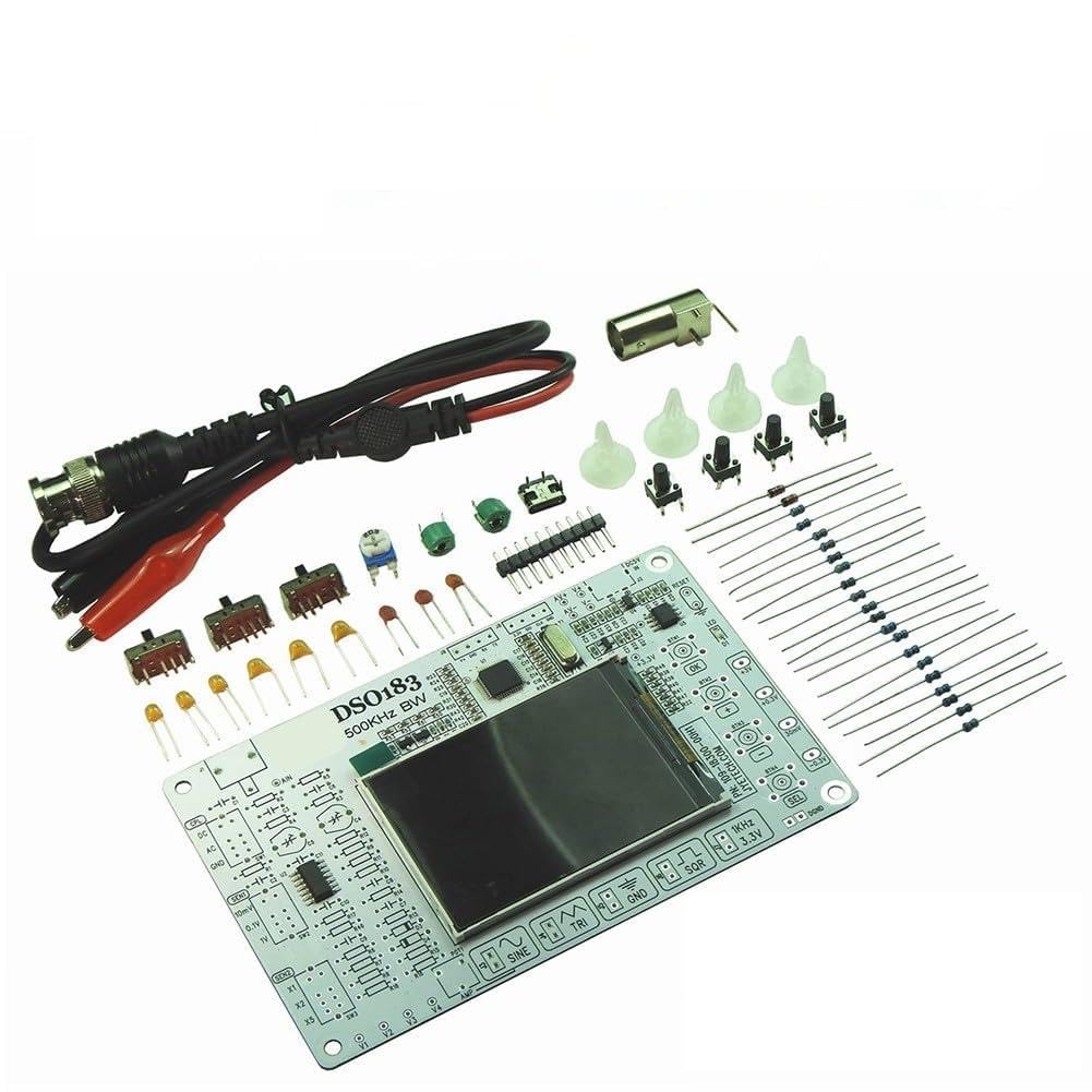 DSO183 Digitales Oszilloskop-Set, 500 kHz Bandbreite 12-Bit ADC mit Signalgenerator, DC 5 V Typ-C betriebenes DIY-Trainingswerkzeug