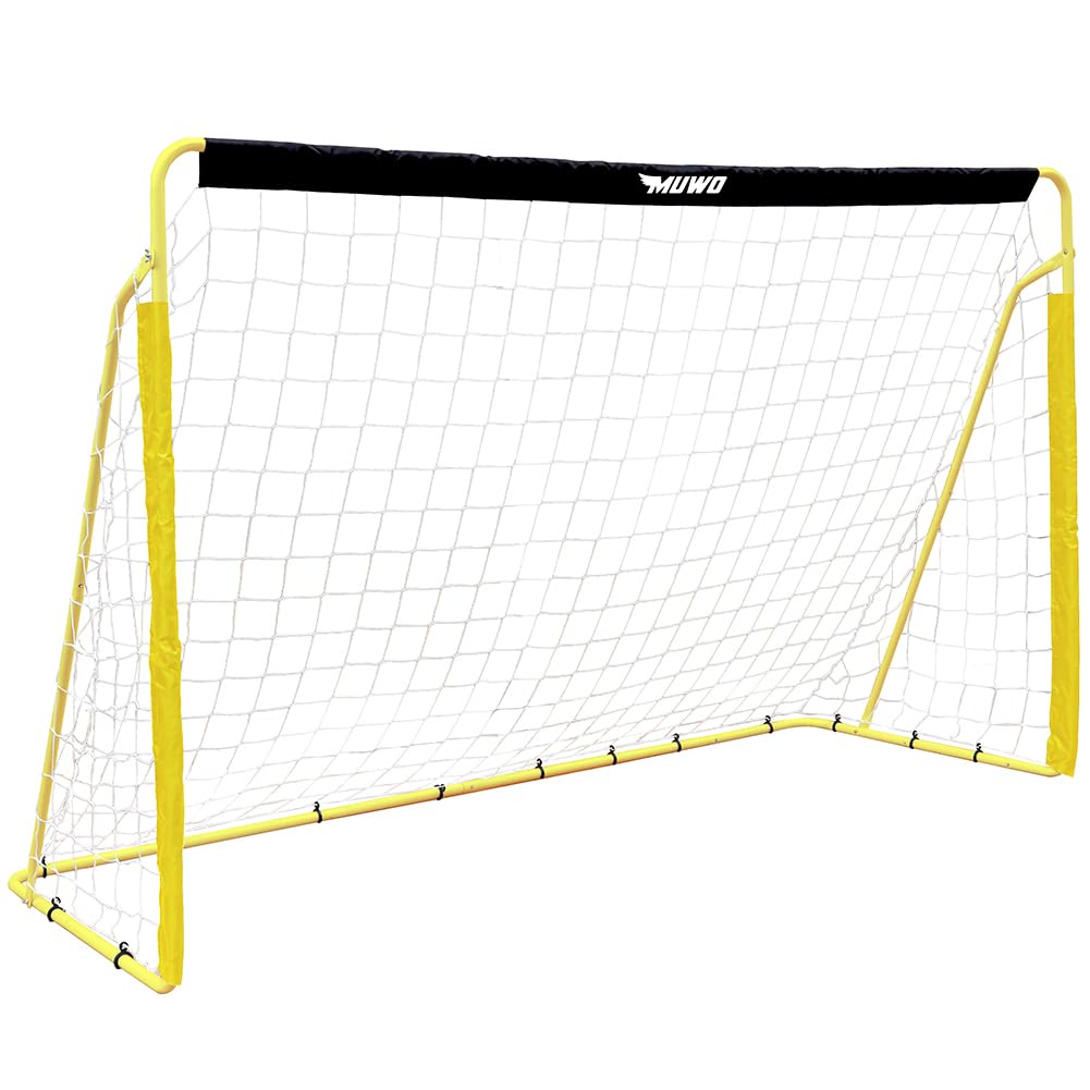 MUWO Portería de fútbol de acero con revestimiento textil, 240 x 150 cm, resistente a la intemperie y al aire libre, para patio y jardín, para entrenar y jugar amistosos