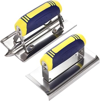 Peohud 2 Pieces Concrete Tool Set, 6" x 3" Stainless Steel Concrete Edger and Groover, Masonry Cement Finishing Kit for Smoothing, Cutting