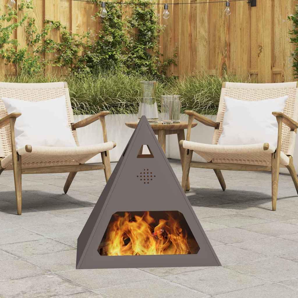 Feuerstelle Schwarz aus Stahl 50 x 50 x 51 cm, kamin ofen feuerstelle, schornstein, heizkassette, elektroeinsatz für terrasse garten haus, outdoor wärme deko behaglichkeit