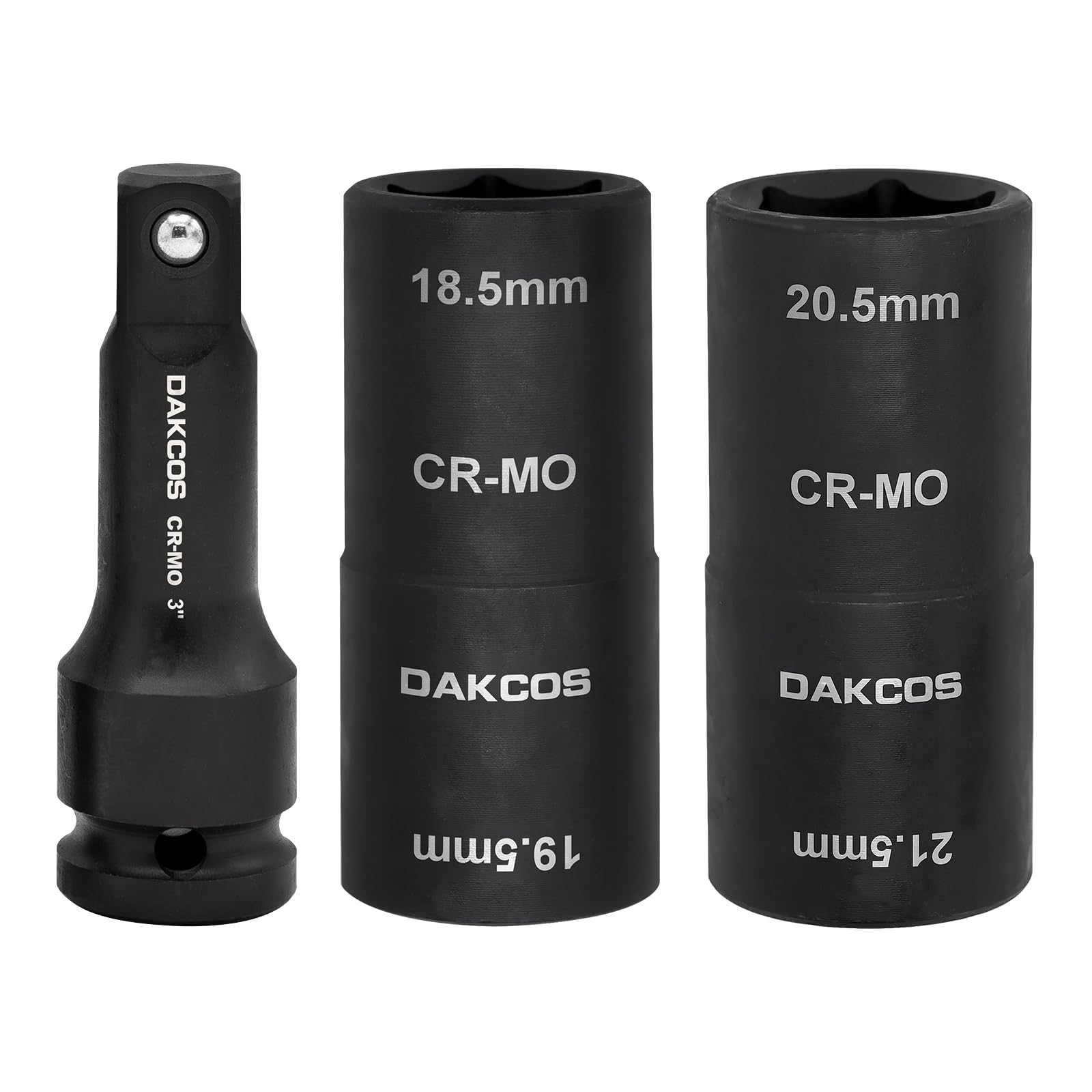 Dakcos Impact Wrench Sockets 18.5 X 19.5 Mm, 20.5 X 21.5 Mm Heavy-Duty Socket Wrench For Wheel Nuts, Cr-Mo, 1/2" Drive For Special Aluminum Rims, Wheel Change
