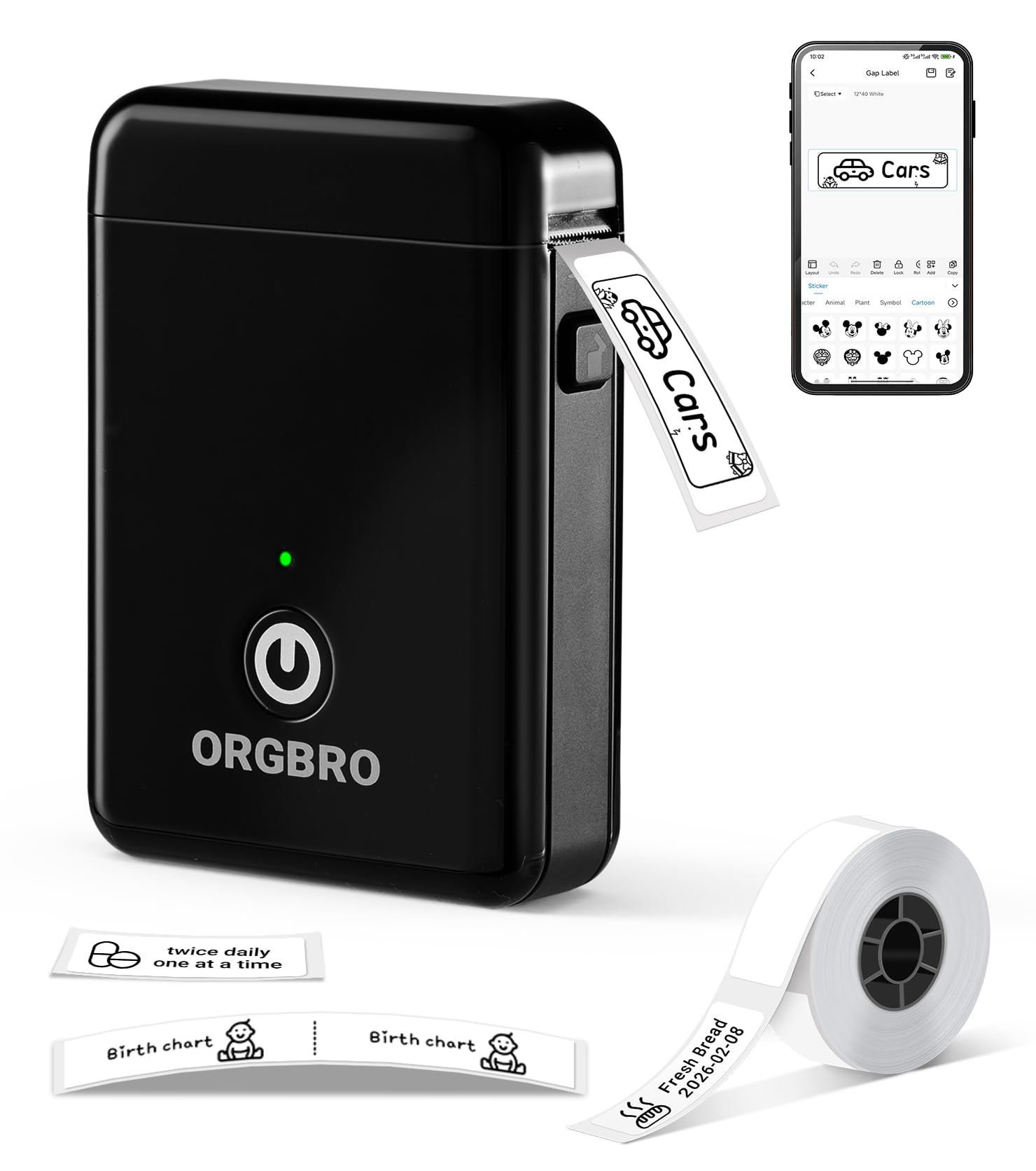 Photo 1 of ORGBRO Label Maker Machine with Tape, X1 Portable Bluetooth Mini Label Printer, Support Pre-Cut & Continuous Label, Wireless Small Label Makers with Versatile App for School Home Office Organization