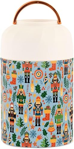 Miniatura 2 de Christmas Nutcrackers Food Jar with Spoon Stainless Steel Vacuum Insulated Food Container 17 oz Food Thermos for Adults