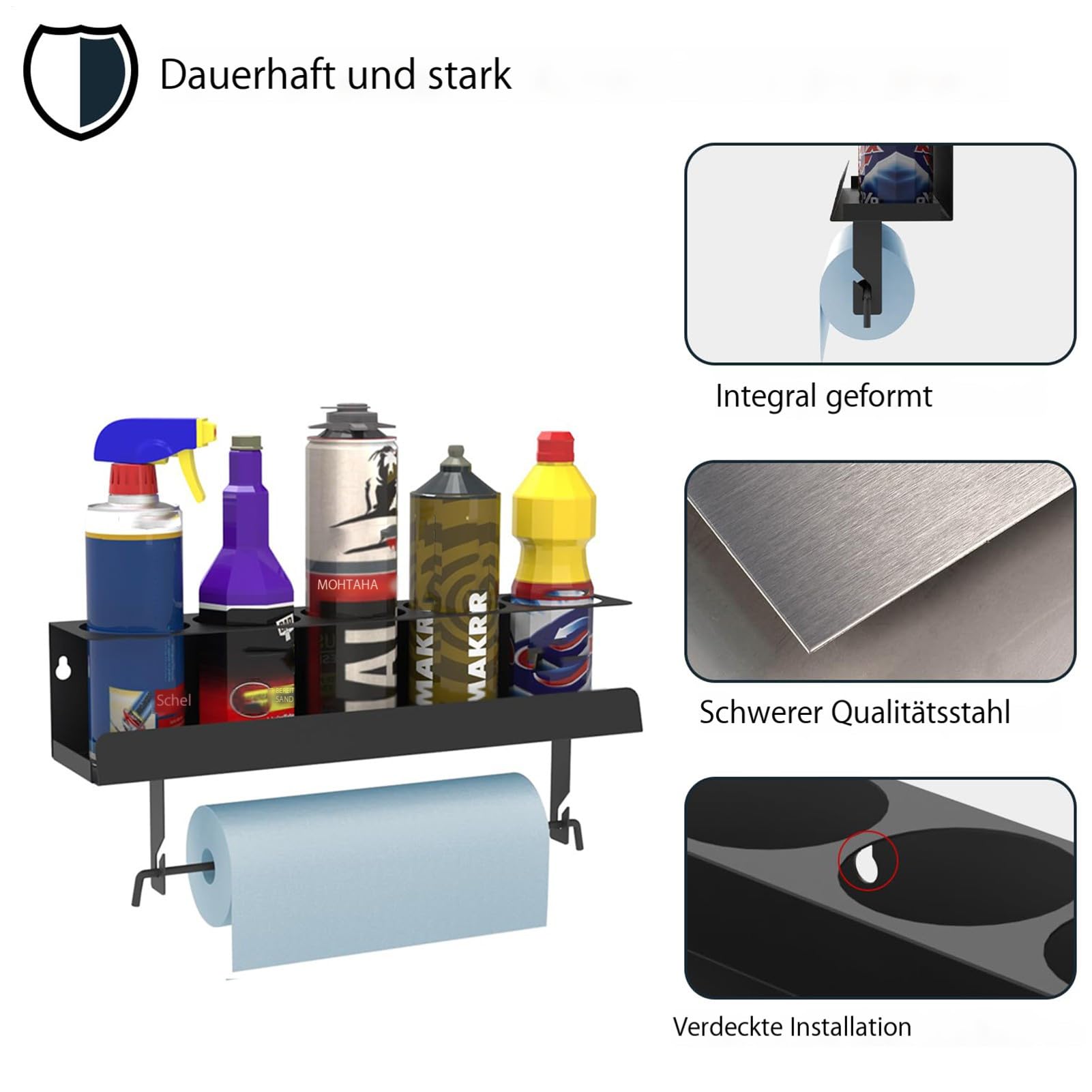 1 Set Dosenhalter Werkstatt, 43 X 9,6 X 10,2 Cm Spraydosenhalter Wand Aus Stahl, Sprühdosenhalter Rack Mit 5 Dosenlöchern, Sprühflaschenhalter, SprühdosenhalterRegal, Für Werkstätten