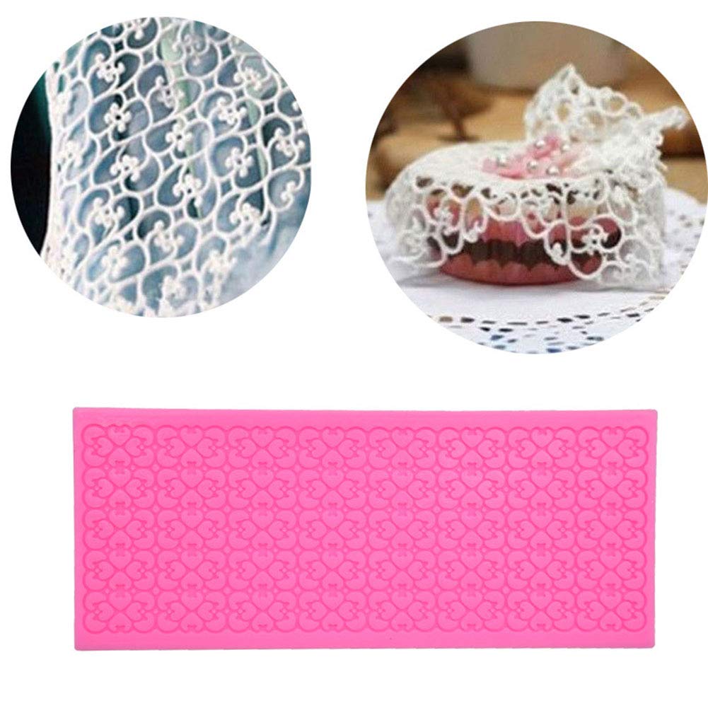 Valink Tappetino In Silicone Per Pasticceria Con Motivo Floreale E Pizzo - 40x15.8 Cm, Antiaderente E Riutilizzabile Per Torte, Fondente, Mousse E Cioccolato - 3