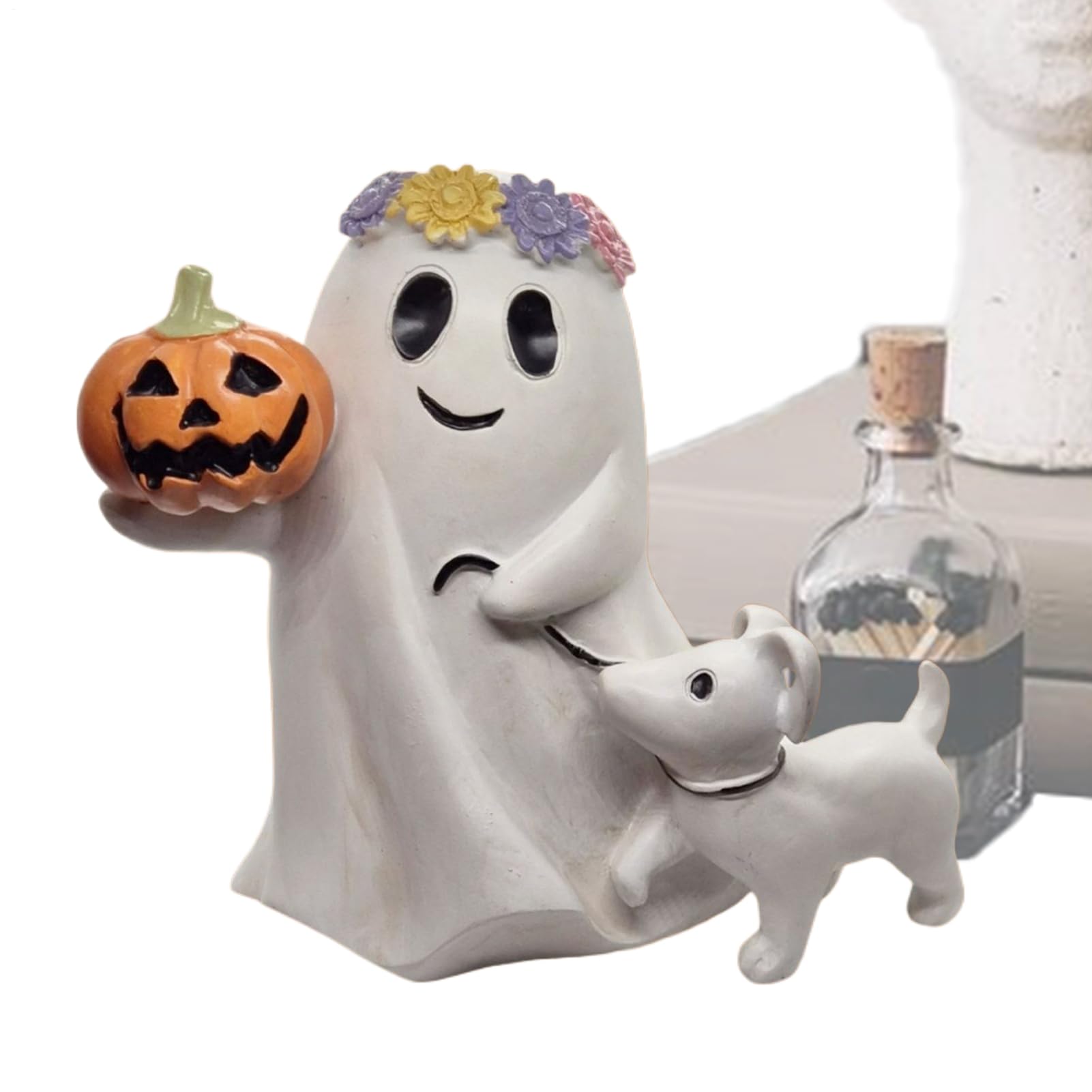 Chien fantôme d'Halloween statue décoration de table et cheminée hantée