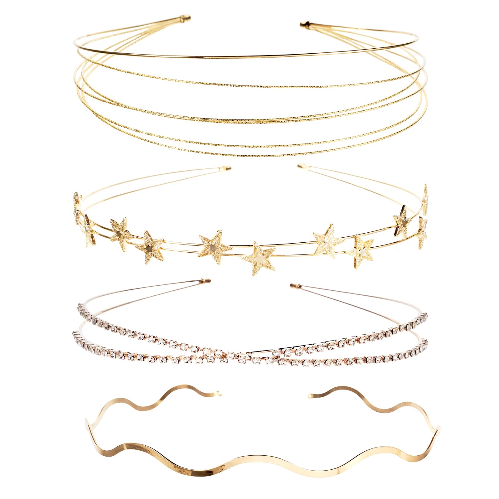 4Pcs Gold Bridal Headband
