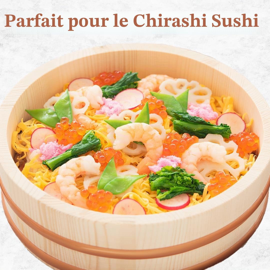 TIKUSAN Hangiri Bol en bois pour sushis et riz - Fabriqué au Japon - 30 cm