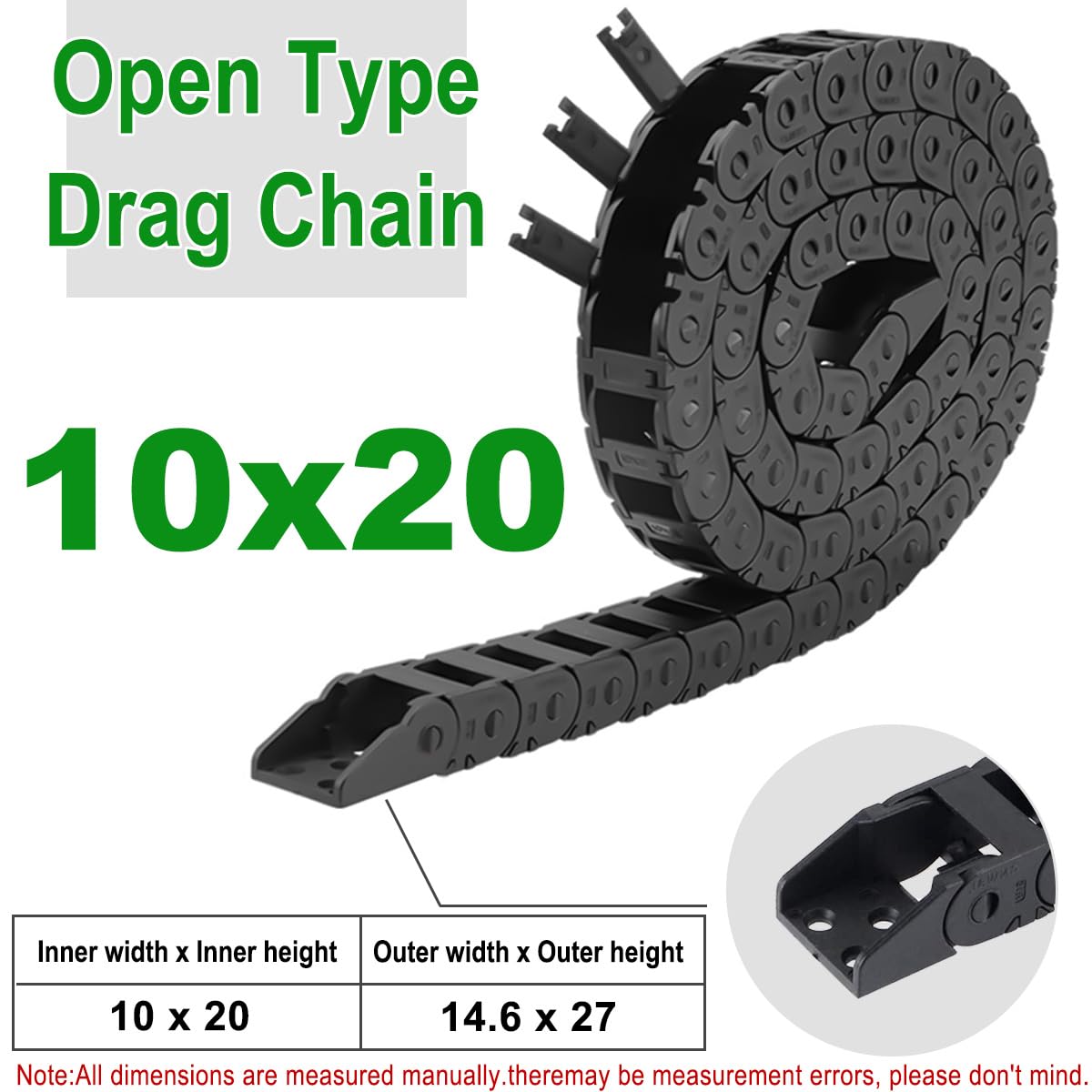 Chaîne De Traînée 1m Nylon 10x20mm R18 – Porte-Câbles Imprimante 3D, CNC, Machines, Ouverte, Robuste Et Facile à Installer