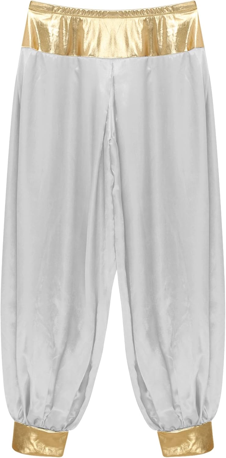 Agoky Men's Arabian Prince Pants Adult Halloween Costume Harem Trousers for Party Club Stage Performance