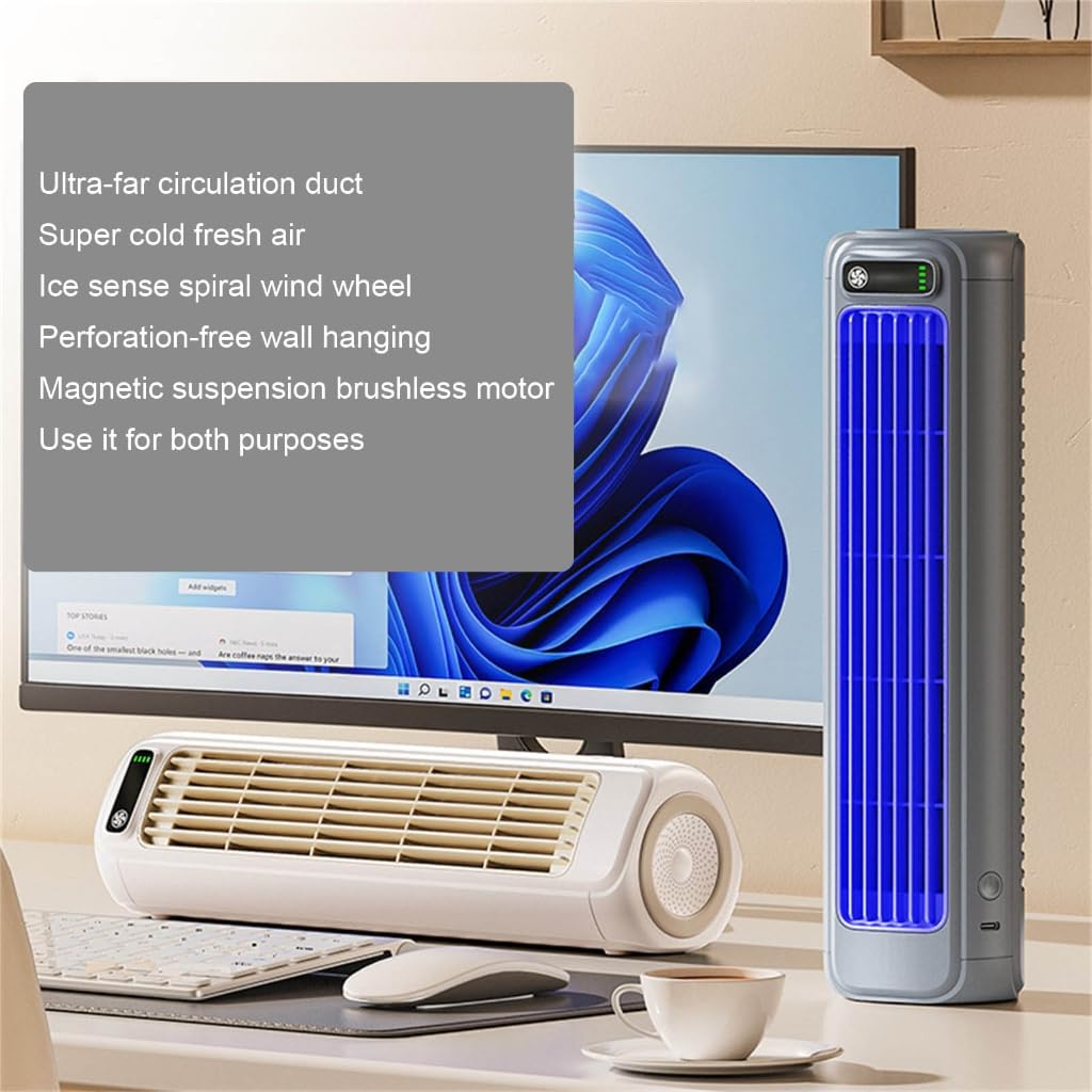 Ventilatore da tavolo silenzioso con velocità regolabile, ricaricabile, struttura ABS, adatto per uso multifunzionale in ufficio o a casa