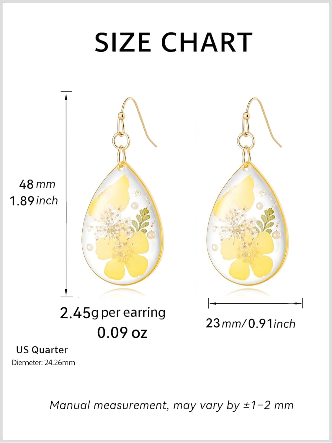 Real Flower Earrings for Women, Christmas Jewelry Gifts, Handmade with Delicate Pressed Flowers, Meaningful and Elegant Present for Her, Boho Nature-Inspired Earrings
