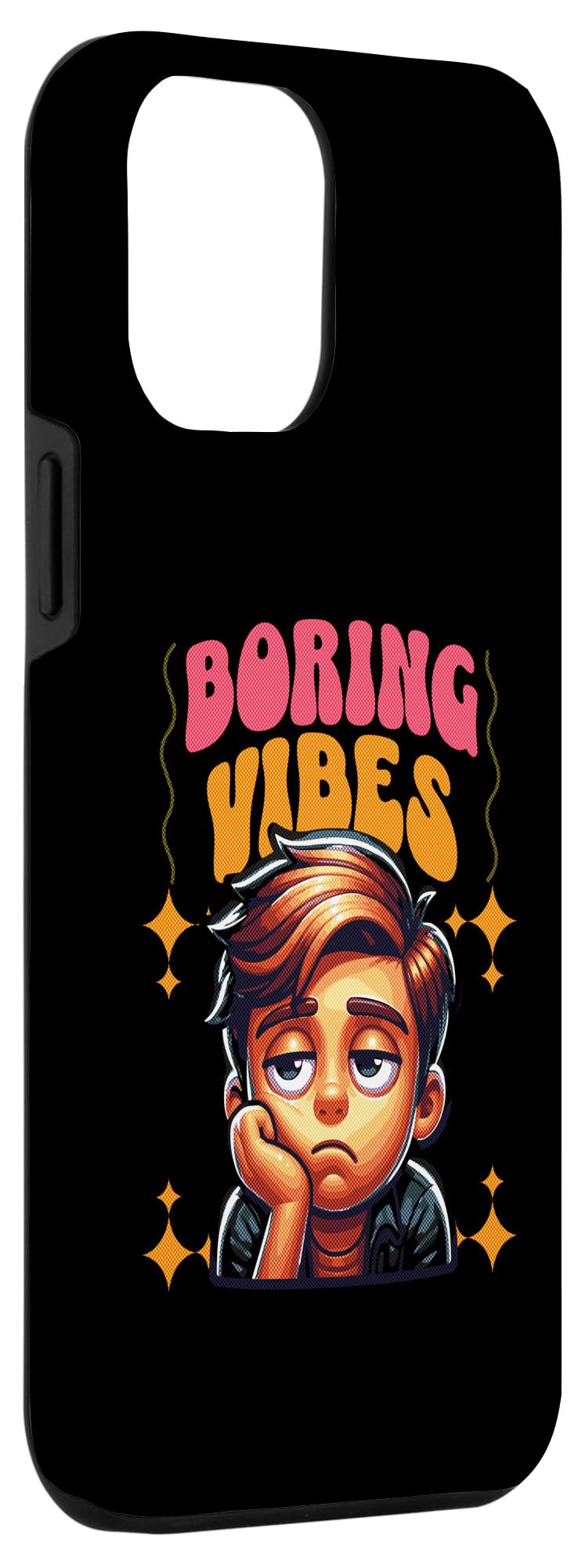 iPhone 15 Plus Boring Vibes face - Express your feelings with an image Boys Case - Image 3