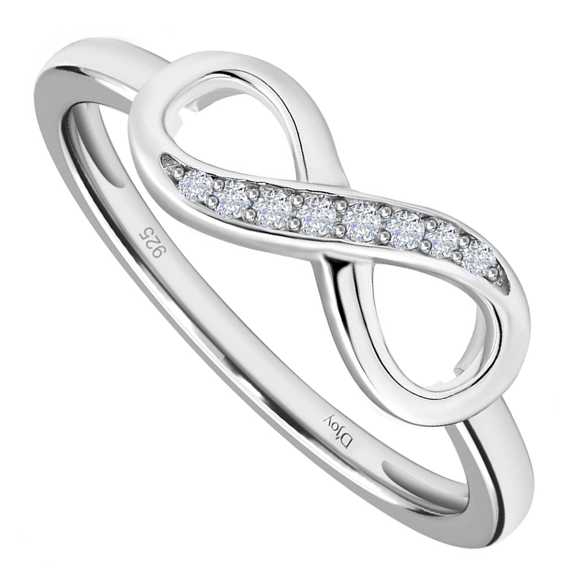 TJCInfinity Sterling Silver Ring for Women with Cubic Zirconia CZ in Rhodium & Gold Plated 925 Silver Rings | Promise Rings for Couples Forever Love Ring for Teen Girls | Ladies Rings with Gift Box