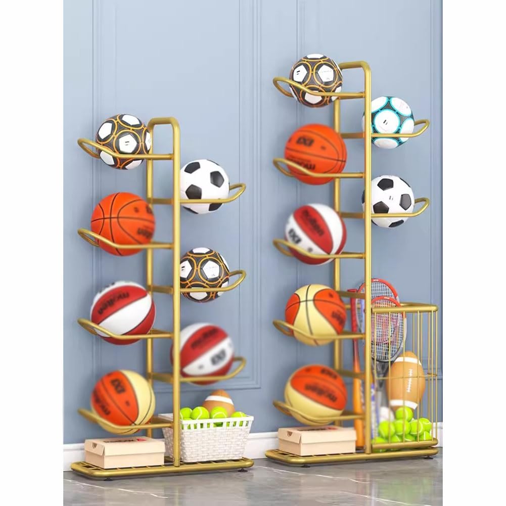 Portapalloni Verticale Per Garage - Rastrelliera Per Pallacanestro, Calcio, Pallavolo, Pieghevole