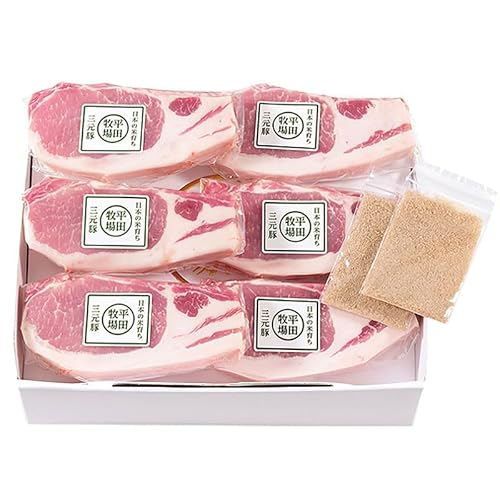 日本の米育ち三元豚 ロースステーキギフト(6枚入り)藻塩付き JOH-S06