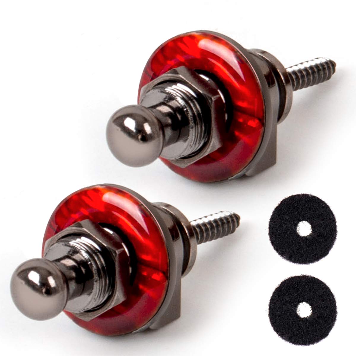 Kmise Guitar Strap Locks Straplocks Buttons for Electric Bass Guitar Parts (1 set, Red)