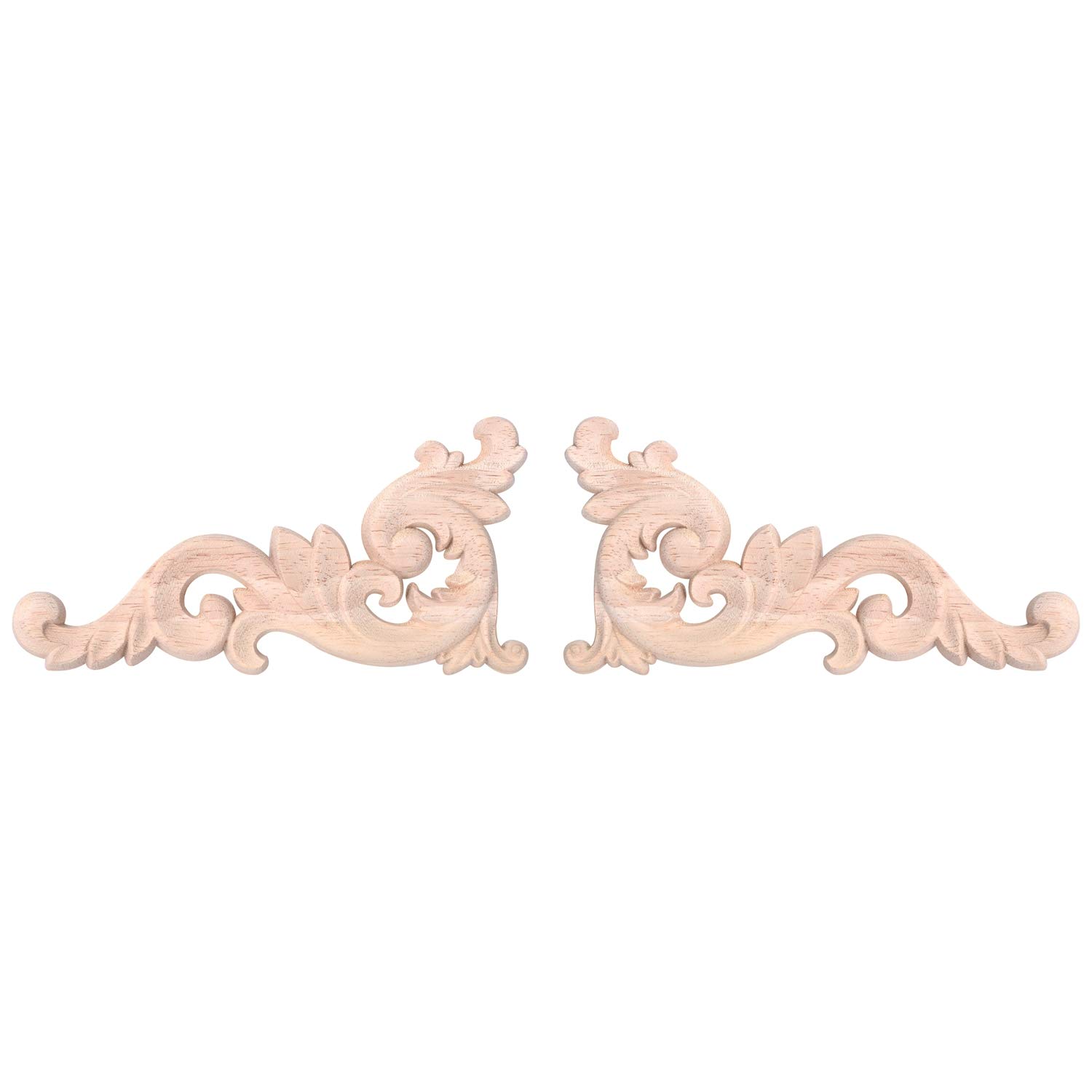CTRLZS 2pcs Wood Carved Corner Onlay Unpainted Applique Frame Door Decors Decal 15 * 8 * 0.8cm