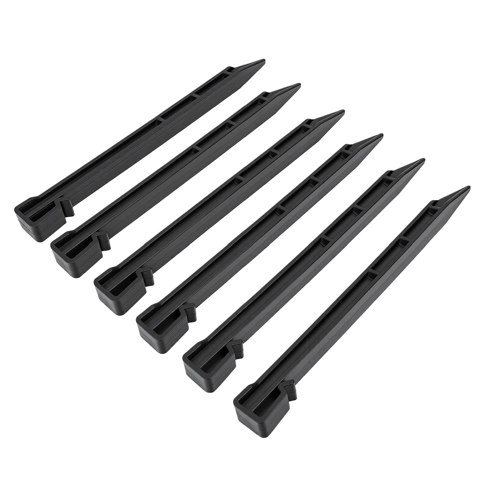 VGEBY Piquets d'ancrage au Sol en Plastique, 54 Piquets de Tente Noirs avec Dessus incurvé en Serpent, Conception à Poignée en épine, 9,45 X 0,71 Po pour Bordure de Jardin, Pelouse, Utilisation de