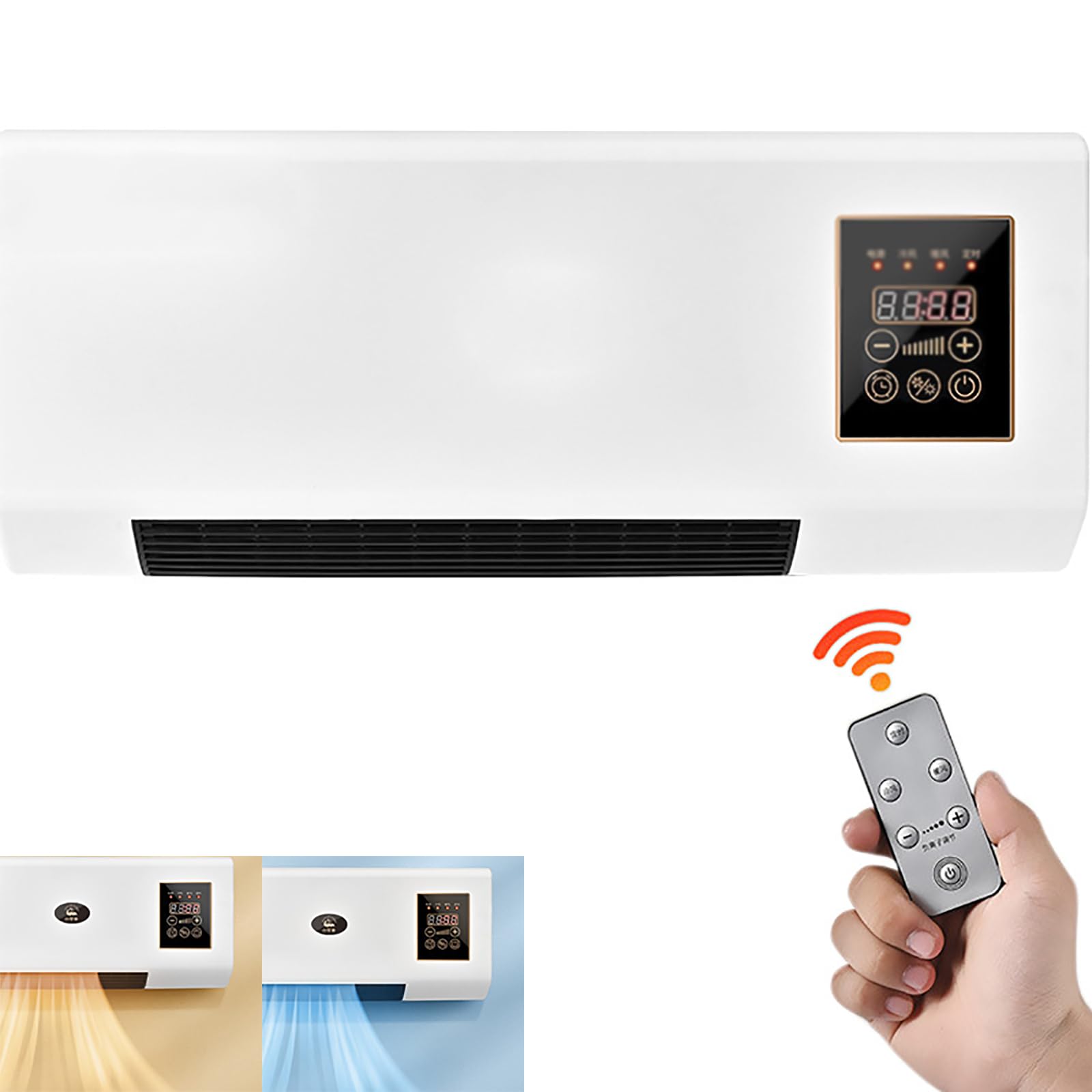 Wall Mounted Portable Air Conditioner 2000W with Remote Control - Cooling Heating AC Unit for Home Office Bedroom, Intelligent Timing Feature