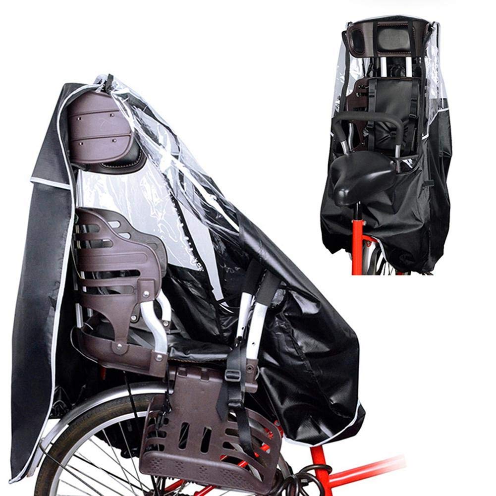 KIMISS Regenschutz Fahrrad-Regenmantel Regenfester Schutz Fahrrad-Kindersitz Rücksitze Mantel Schwarz