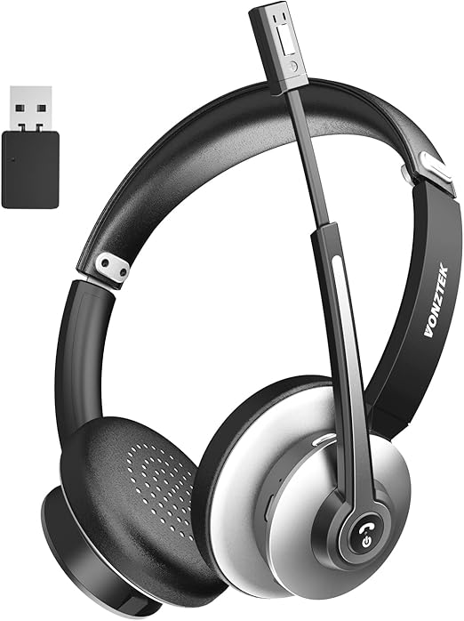 Vonztek Wireless Headset with Microphone Noise Canceling, Wireless Headphones with