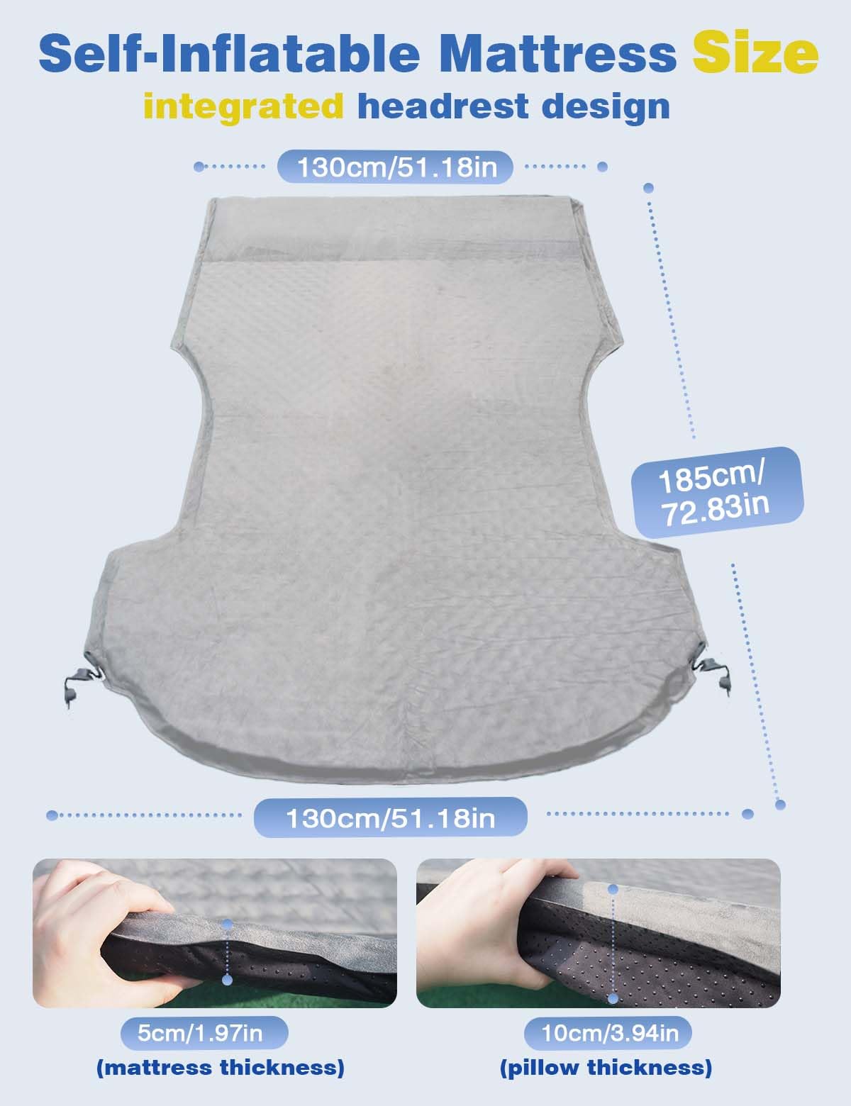 Car Inflatable Mattress for Tesla Model Inflate/Deflate Model Y Bed Mattress with Pillow Camping Mat Self Inflating Memory Foam Sleeping Pad Model Y Back Seat Air Mattress for Camping Travel Hiking