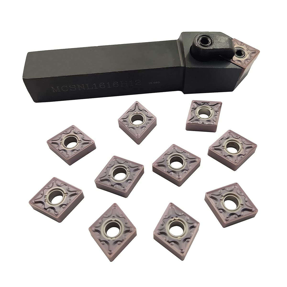 Soporte para herramientas de torneado MCSNL1616H12 con 10 insertos de carburo CNMG120408-MA