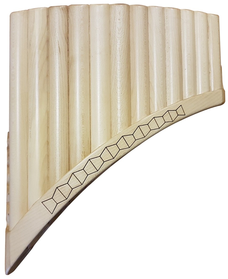 Flauta de Pan Solist Alto de sol Made in Europe + Bolsa 12 Cañas la1-mi3 de arce Forma Curva Ornamento bajo tallada