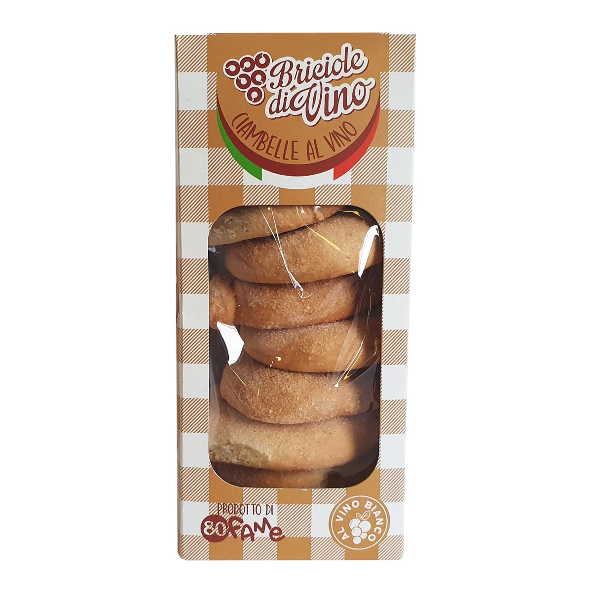 Ciambelle al vino bianco Artigianali, pack da 4 da 250 gr, biscotti Senza olio di Palma, Senza conservanti, Ricetta tipica dei Castelli Romani, 80 Fame Ariccia