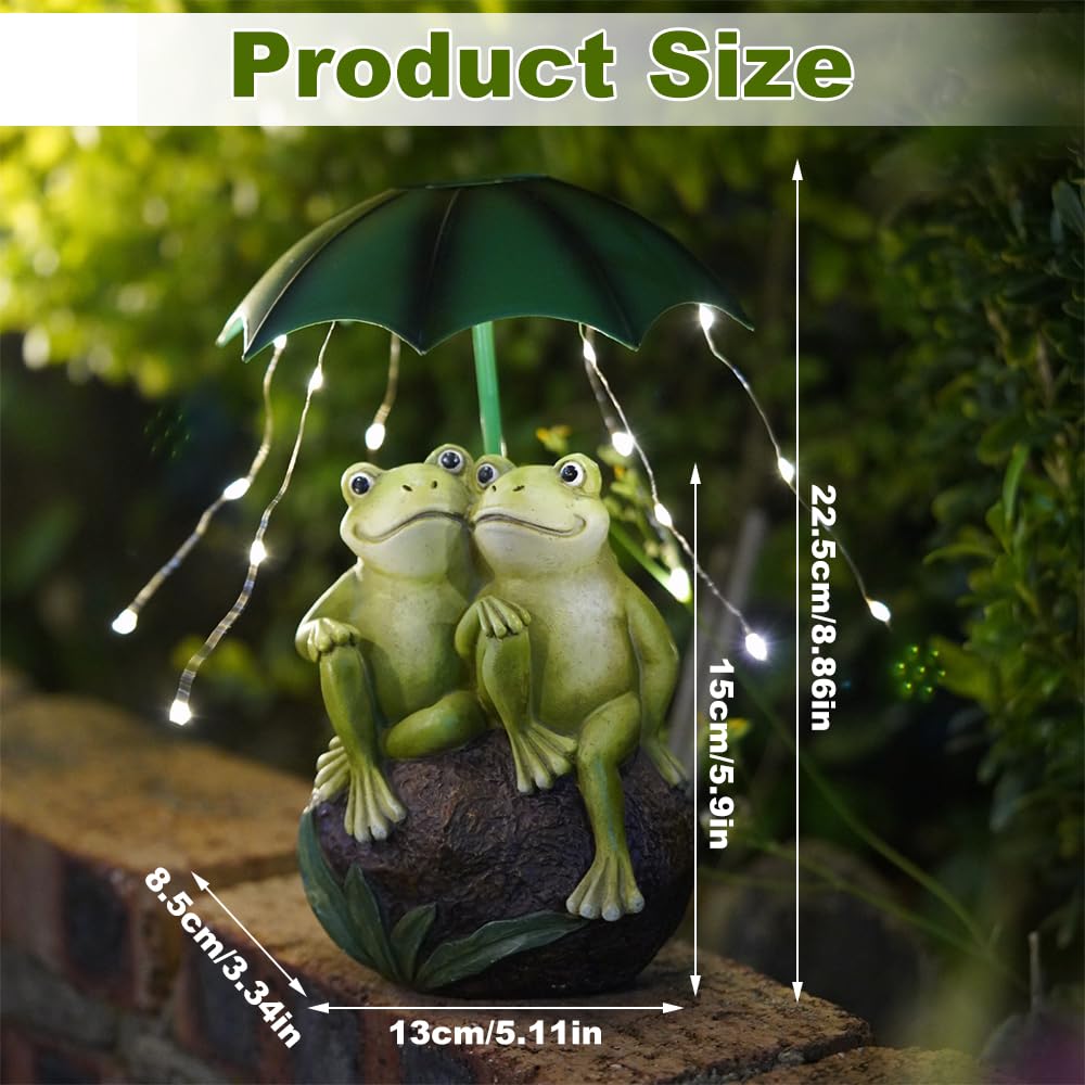 ZOYDP Solar Frog Statues, Solar Ornaments Outdoor Garden, Waterproof solar Lights Outdoor Garden Ornaments - Image 2