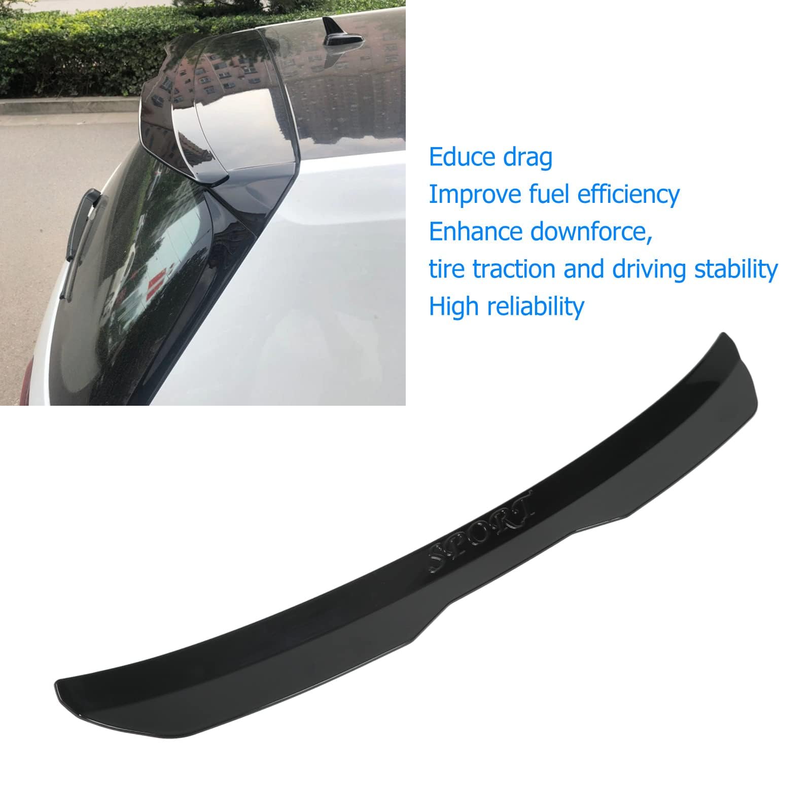 Becquet Arrière, Remplacement Universel de Modification de Voiture D'aile de Becquet de Toit Arrière pour la Classe A(Noir Brillant)