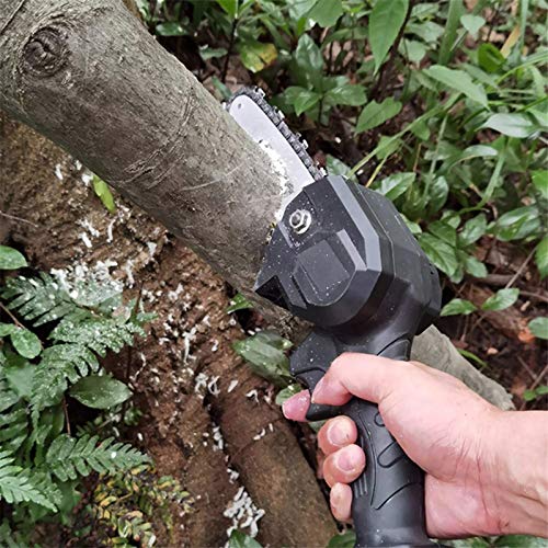 Greatby Mini Chainsaw Cordless Electric Handheld Rechargeable Battery Chainsaw 4-Inch 24V Portable One-Hand 0.7kg, Pruning Shears Chainsaw for Tree Branch Wood Cutting (Black)