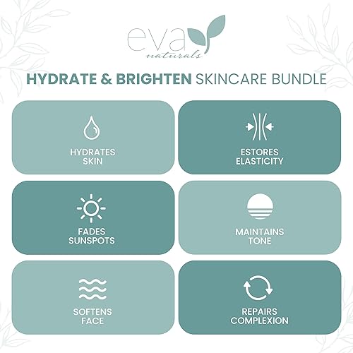 Miniatura 2 de Eva Naturals Paquete Hydrate and Brighten para el cuidado de la piel incluye suero de ácido hialurónico y suero de vitamina C restaura la humedad