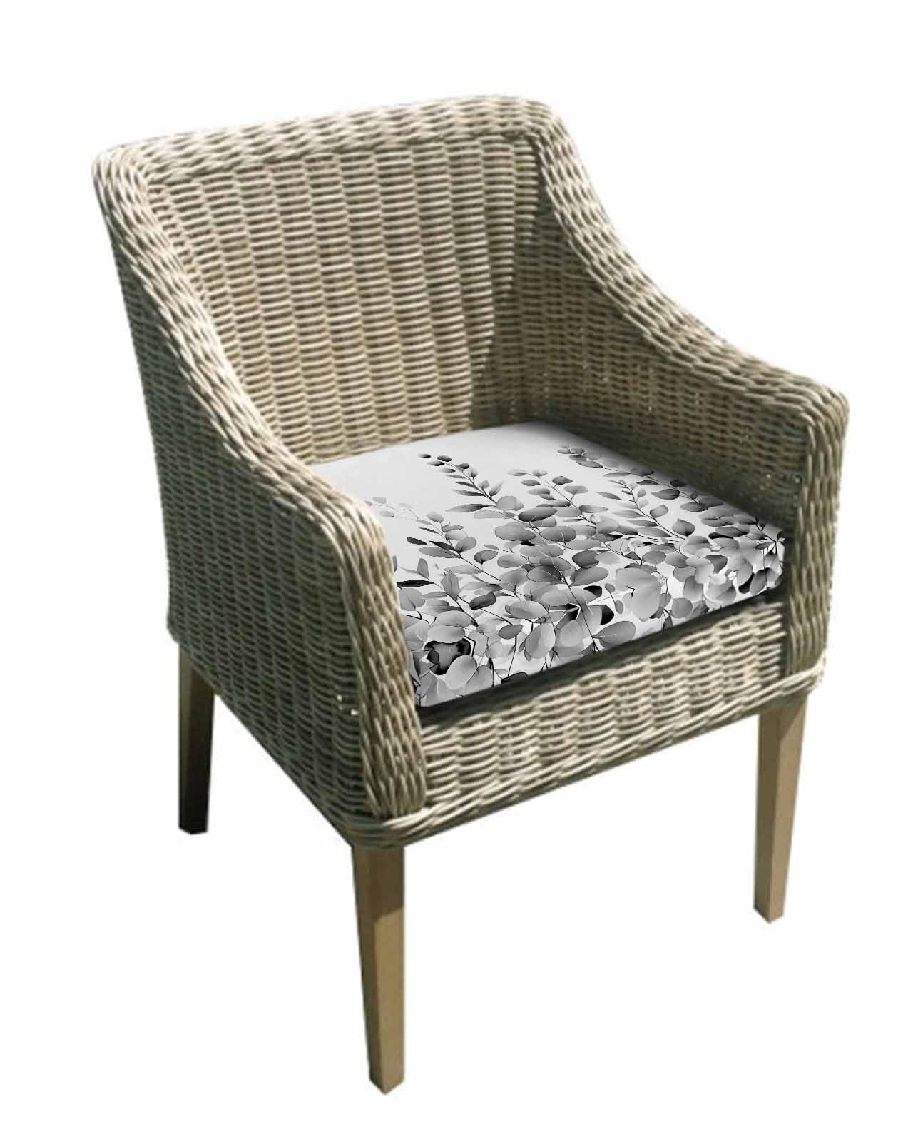 2 Pack Grey Eucalyptus Waterproof Cushion Covers with Ties, Outdoor Patio Chaise Lounge Chair Seat Cushion Slip Covers Replacement(Only Cover) Botanical Leaves Aesthetics Flowers 22