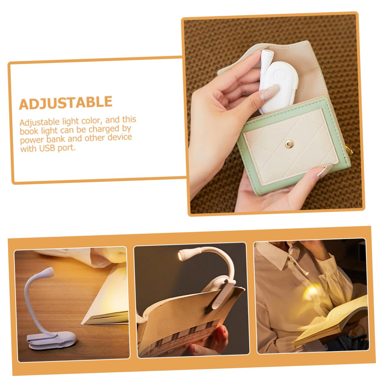 HOLIDYOYO Led Book Light for Reading Clip Rechargeable Eye Care Study Bedside Portable Compact