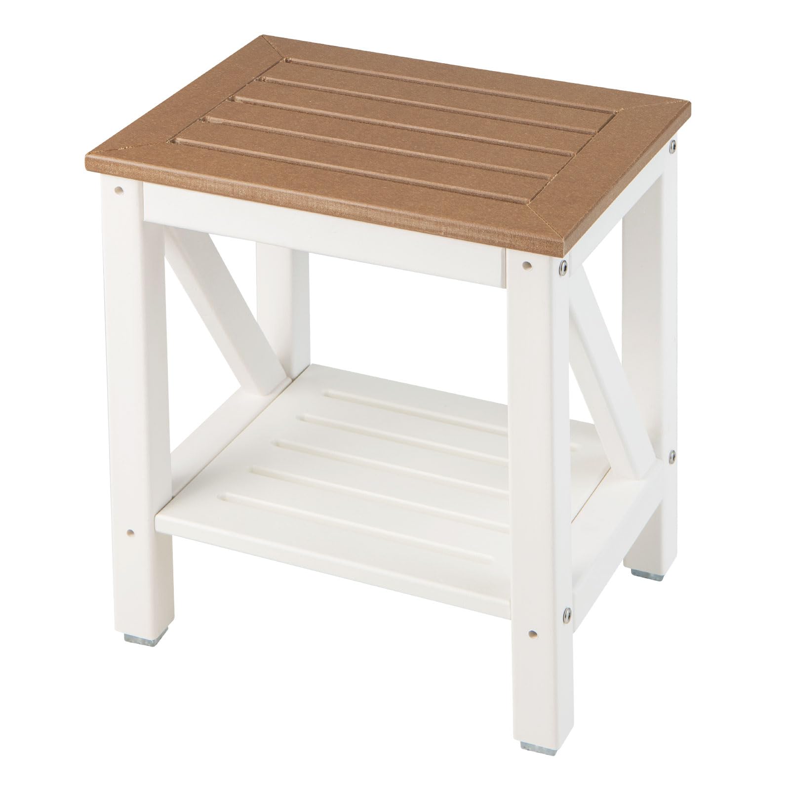 RELAX4LIFE Taburete de baño con estante de almacenamiento, Banquetas Asiento de ducha de HDPE, banco de ducha de hasta 150 kg para adultos y ancianos (42,5 x 32 x 46 cm, marrón)