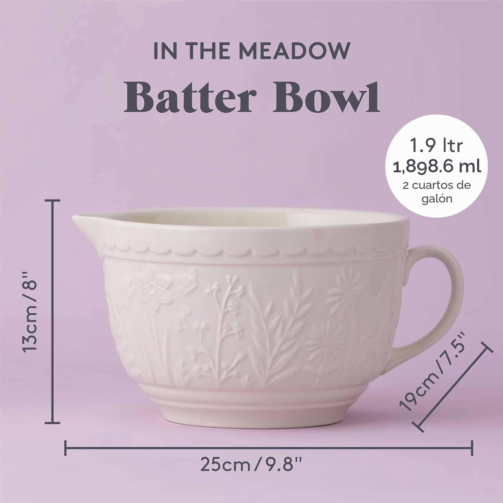 Mason Cash in The Meadow - Cuenco para masa (1,9 L), color crema