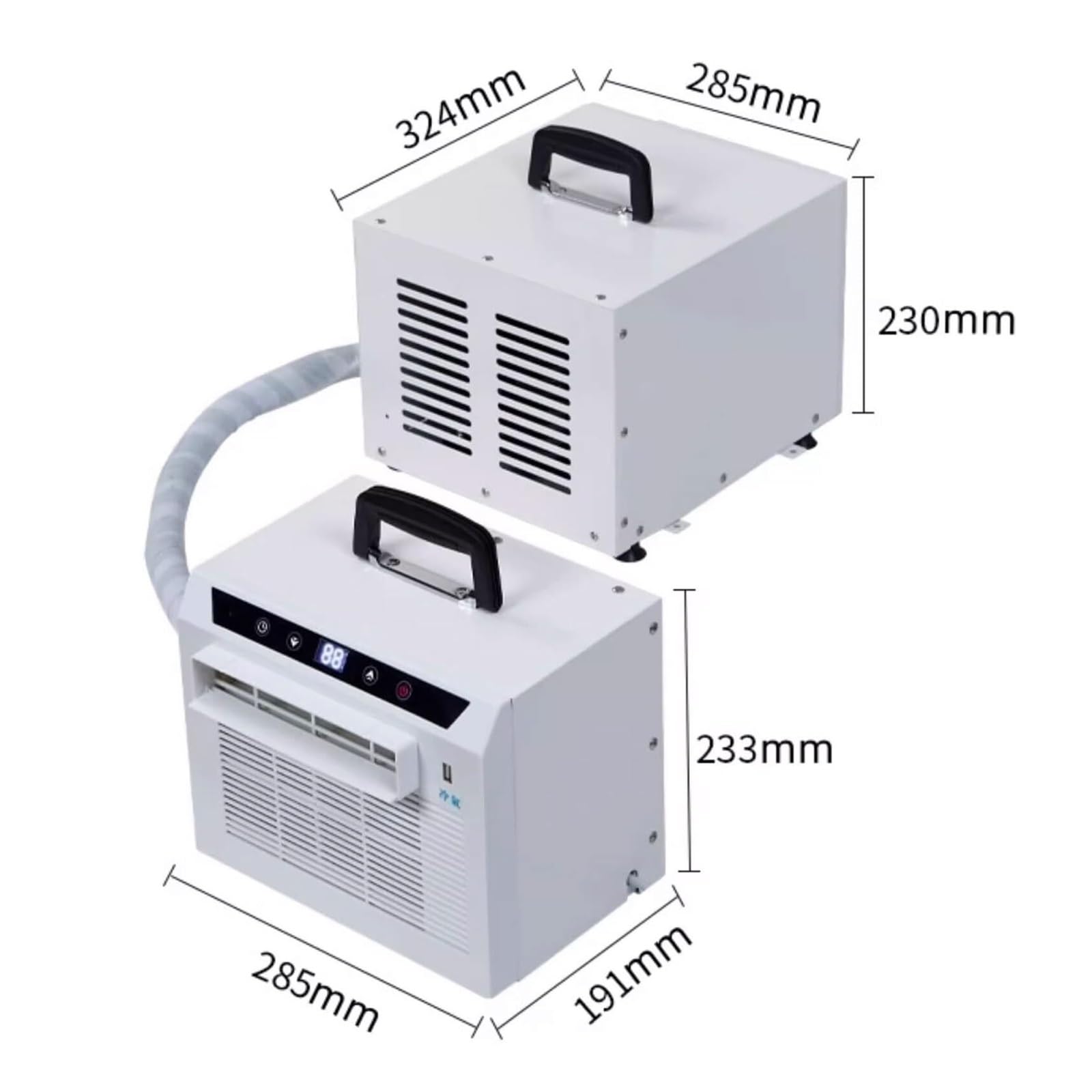 Klimatyzator Split System Chłodziarka Pokojowa 3000 Btu Z Panelem Dotykowym, Pilotem, Zegarem 24-Godzinnym, Górnym Uchwytem Do Domowego Biura I Na Kemping, Nie Wymaga Montażu