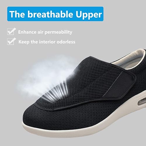 Miniatura 3 de Zapatos diabéticos para mujer, ligeros, de ancho ancho, con cierres ajustables para edema diabético, fascitis plantar, juanetes, artritis, pies