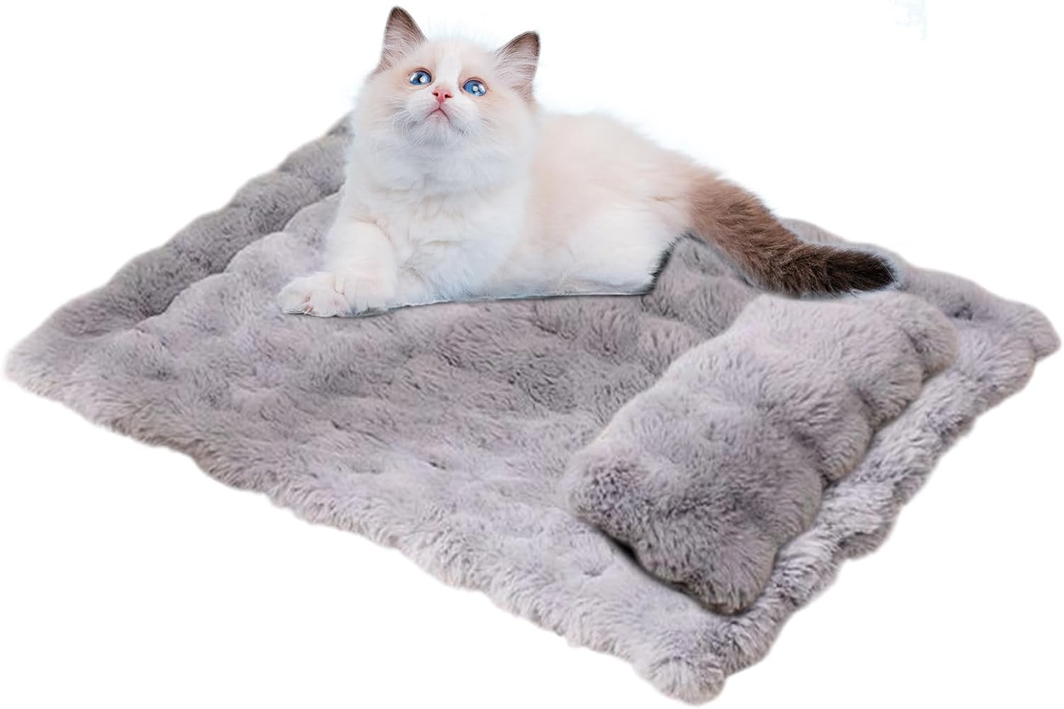 Washable Cat Mat Bed with Warm Detachable Pillow, Comfortable Sleeping Pad for Cats, Dogs, Puppies, or Kittens, Suitable for Small, Medium, Large Pets, Indoor Use, Couch, Floor, Crate, or Kennel