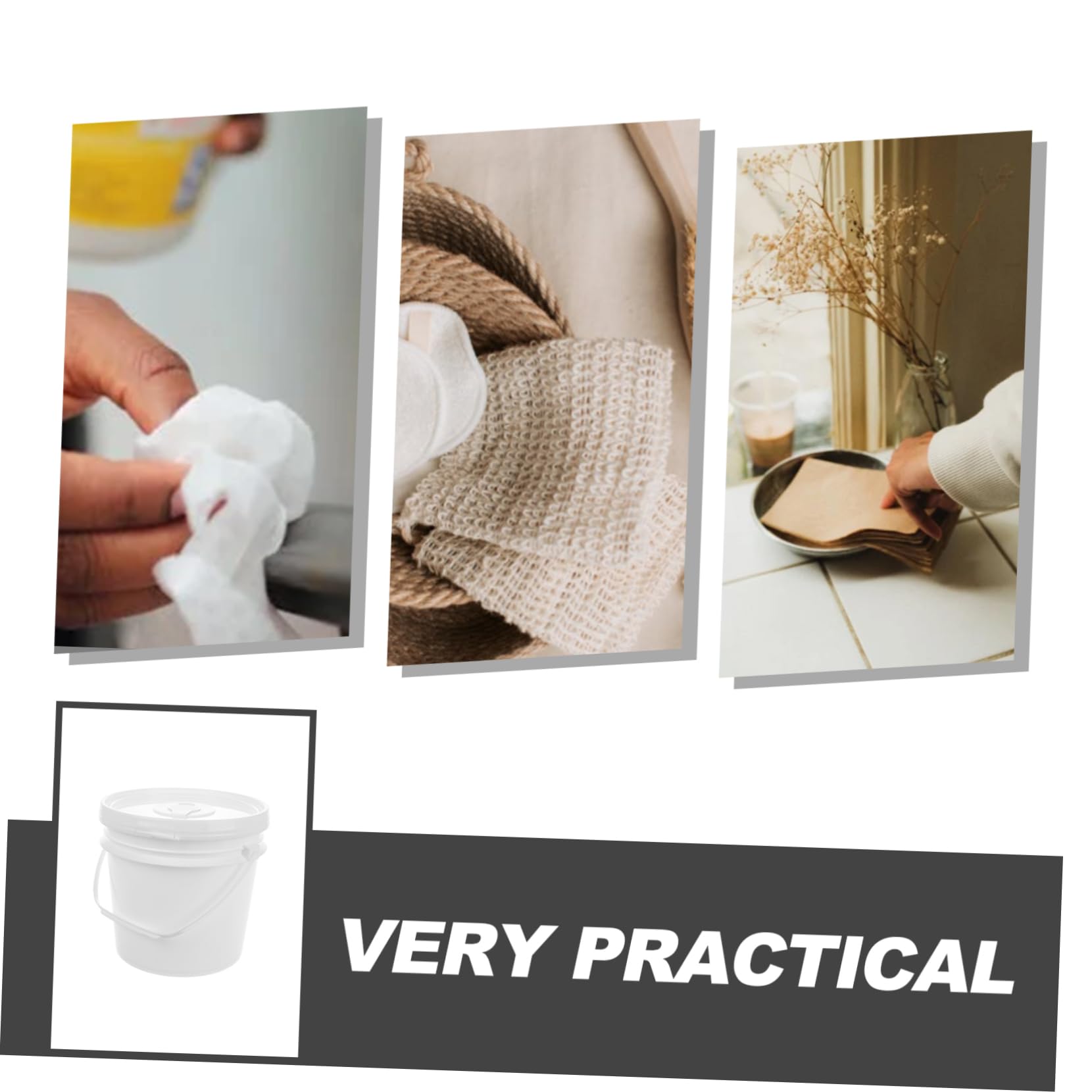 SOLUSTRE Cubo de Toallitas Húmedas Portátil Asa Contenedor para Toallitas Húmedas para Baño para Uso Diario Casa o Viaje
