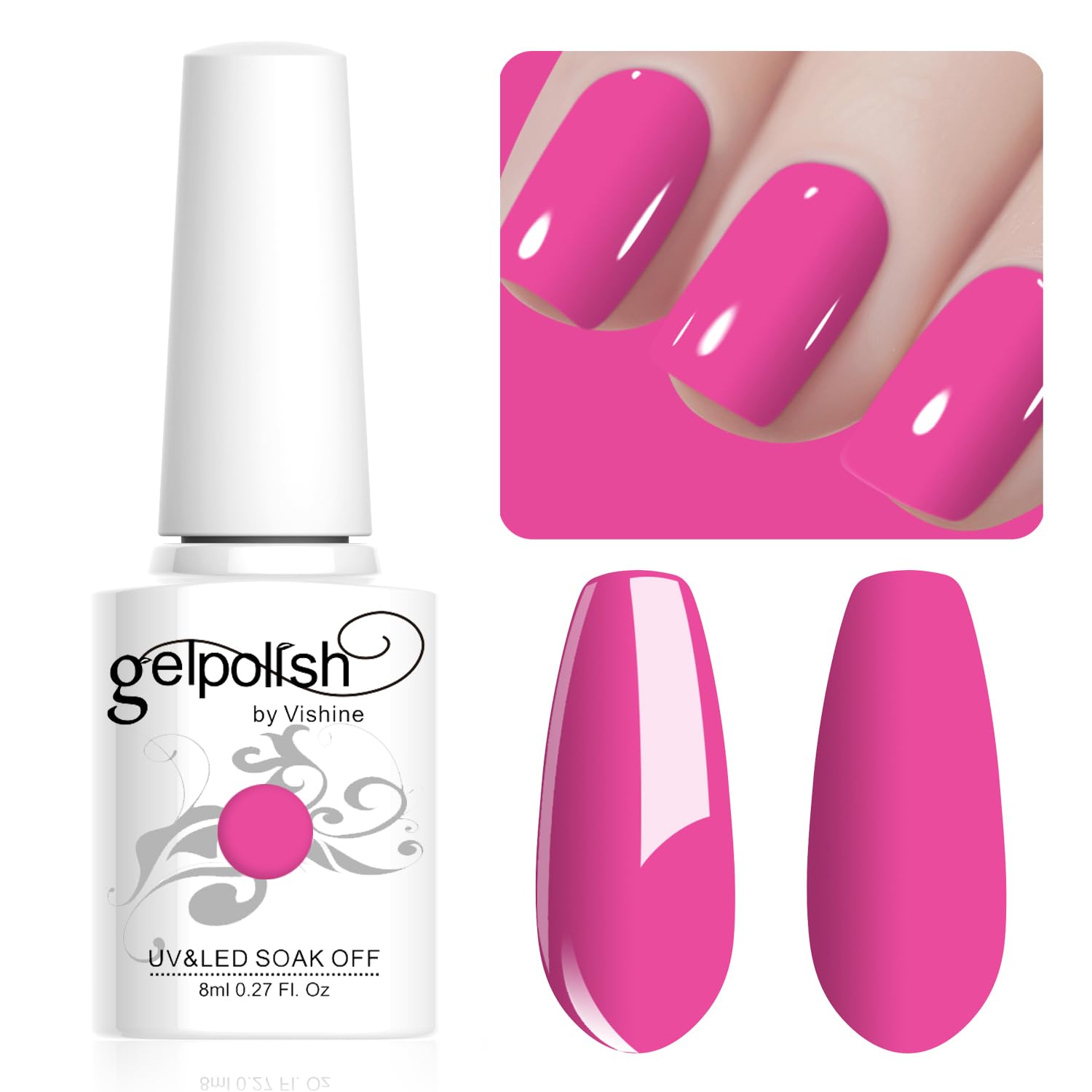 Vishine Gel Nail Polish, 1Pcs 8ml Burgundy Gel Polish Soak Off UV LED Gel Nail Art DIY Gel Nail Manicure for Girls Women #080 — view 23